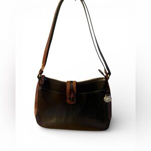 Brahmin Leather Shoulder Bag | Croc Trim | Classic Structured